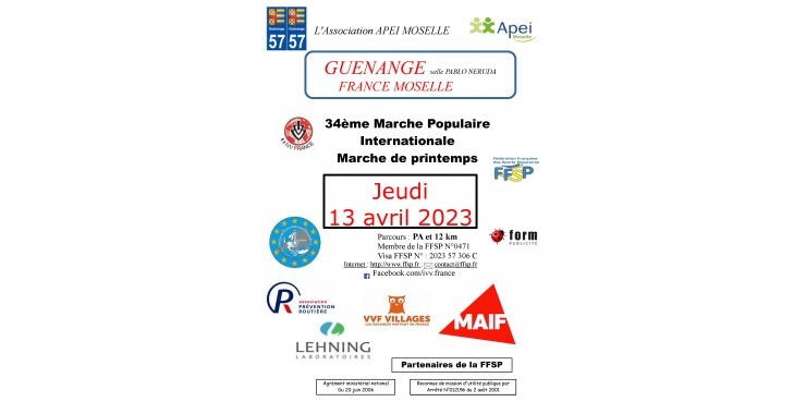 34ème Marche Populaire Internationale - Marche de printemps à Guénange