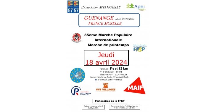 35ème Marche Populaire Internationale  - Marche de printemps à Guénange