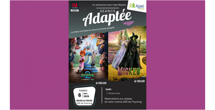 Séances de cinéma adaptées : Zootopie 2 et Wicked 2